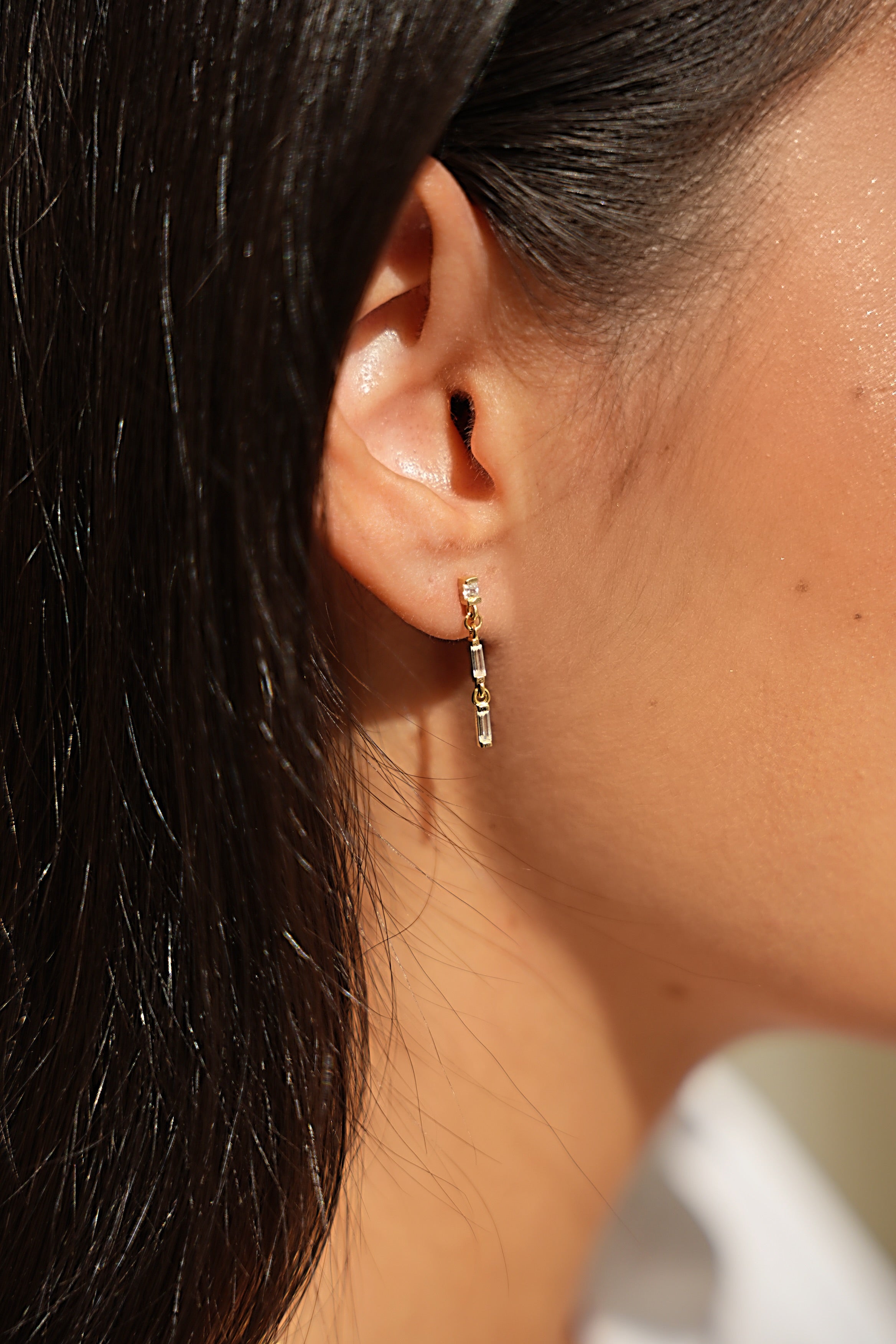 Diamond hoop store drop earrings